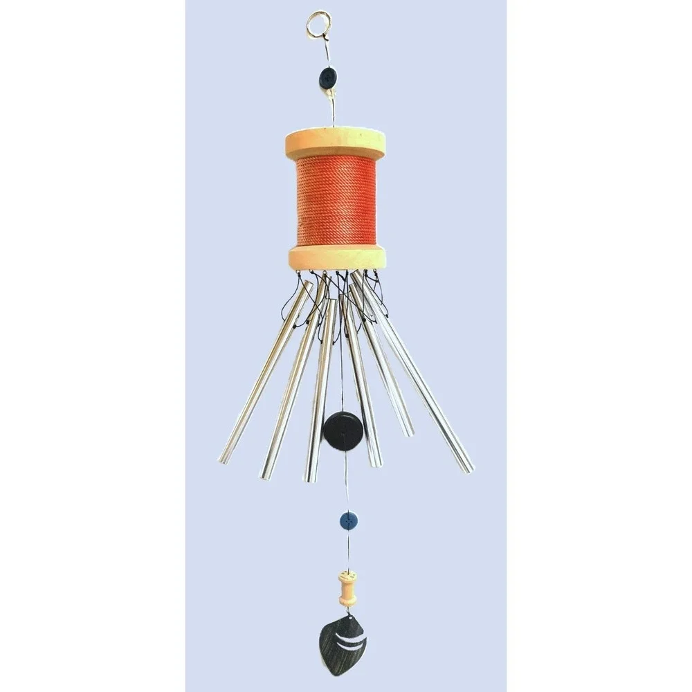 Wind‎ Chime Seamstress Sewing Theme Lg Thread Spool Body Nice Tone 29